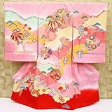 【雲どりに毬・桜の花地紋様・ピンク】 女児　初着　祝着 のしめ 産着 女の子のお宮参り着物 高級 フードセットプレゼント付