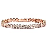 Mariell 14K Rose Gold Plated 6 3/8 CZ Tennis Bracelet for Wedding Bridal or Prom - For Petite Wrist Size
