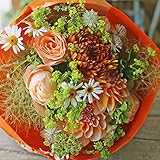 花束 生花 ギフト Mサイズ （ イエロー オレンジ 系 ） 大臣賞受賞 デザイナー お任せ花束