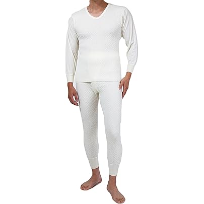 Amazon | 健康肌着 ひだまり 極(きわみ) 上下セット (L, 紳士用:オフ