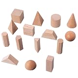 DeeRace 15ピース 木製 幾何学的ソリッドブロック 教育モンテッソーリおもちゃ 3D形状 スタッキングおもちゃ 対象年齢2歳以上