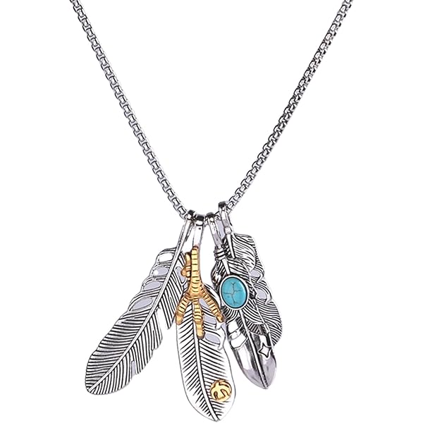 ネイティブアメリカン➳feather革タグ&ターコイズ✨ネックレス