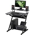 FITUEYES Computer Desk with Storage Shelf Modern Study Writing Table fit Working/Gaming for Small Spaces Black 70cm