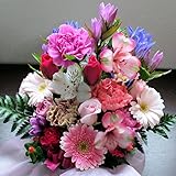 フラワーギフト里の花 　バラと季節のお花おまかせアレンジメントS　ピンクミックス　マケプレお急ぎ便対応可