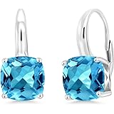 Gem Stone King 925-Sterling sterling-silver Cushion Swiss Blue topaz