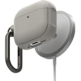 【Ringke】AirPods 第4世代 対応 オニキスマグネット(マグネットウォームグレー) | マグネットウォームグレー, MagSafe対応, TPU, 耐衝撃, ワイヤレス充電対応, カラビナ付き, オニキスマグネット