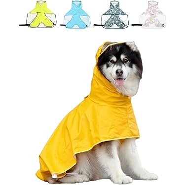 ⭐️犬用レインコート レインジャケット 反射犬服 防風 雨具 イエロー グレー ⭐️犬用レインコート レインジャケット 反射犬服 防風 雨具
