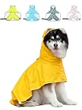 GIIPET-犬用レインコート 2WAYペット用レインコート 犬 猫 完全防水 速乾 犬 ポンチョ 梅雨対策 透明帽子付き 着脱簡単 防水 防雪 防風 通気 軽量 マジックテープ サイズ調節可能 小型犬 中型犬 大型犬 (イエロー, L（3.5-5KG）)