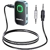 Aux Bluetooth 5.3 トランスミッター - SOOMFON Bluetooth トランスミッター レシーバー 一台二役 3.5mm ブルートゥース 送信機 受信機 2-in-1 ハンズフリー通話 8時間再生 3.5mmイヤホンジャック搭