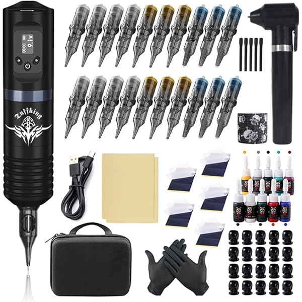 Amazon | タトゥーマシン、ワイヤレスタトゥーペンセット、回転