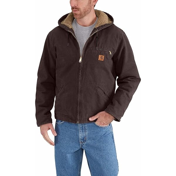 カーハート 訳ありZip シエラジャケット S メキシコ製 WJ141 Carhartt Jacket WJ141 Sandstone Sierra Hooded Sherpa Lined
