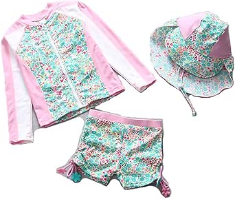 Amazon キッズ 水着 女の子 セパレート 長袖 3セット 水着 女の子 みずぎ 女児 水着 女の子 吸水速乾 おしゃれ 子ども 水着 スイミング 水遊び 子供 ラッシュガード 水着 90 100 110 1 130 140 水着 通販