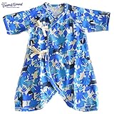 オーシャンアンドグラウンド｜ベビーコンビ肌着｜SAFALEAF柄｜ブルー