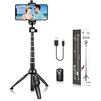 【2021進化版】 自撮り棒 Bluetooth セルカ棒 軽量 無線 三脚/一脚兼用 360度回転 7段伸縮 Blue…