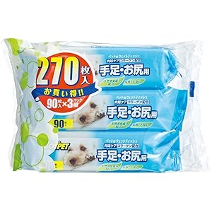JOYPET(ジョイペット) ウェットティッシュ 手足・お尻用 ペット用 270枚入(90枚入×3個パック)