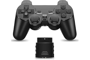 KIKOOM PS2 用 ワイヤレスコントローラー DUAL SHOCK2 ゲームパット 互換対応 日本語説明書（黒）