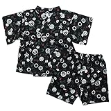 《初夏盛夏対応》(日本製) Pample Mousse(パンプルムース) 和柄家紋甚平スーツ 80cm /BK NO.DP-72461