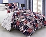 3 Piece Baseball Sports Theme Plaid Red, White and Blue Comforter Set Twin Size Bedding. Works well 