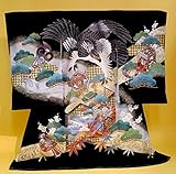 【正絹】 お宮参り着物　（初着・産着）　男児　M2-12 鷹に松 黒地　新品仕立上り　★もれなく５大特典付！