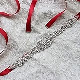 Kicode Braut Frauen Hochzeit Gürtel Braut Kristall Strass Brautkleid Schärpe Gürtel mit Band