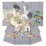 男の子初着 お宮参り着物 ポリエステル 紺疋田 鷹に束ねのし