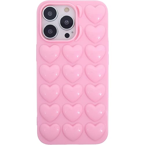 DMaos for iPhone 13 Pro Case for Women, 3D Pop Bubble Heart Kawaii Gel Cover, Cute Girly for iPhone13 Pro 6.1 inch - Baby Pin