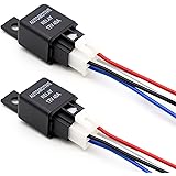 リレー 12V 40A 4極リレー黒 エーモン リレー 2点セット 12V 40A ソケットおよびハーネス付き 自動車用モーター用