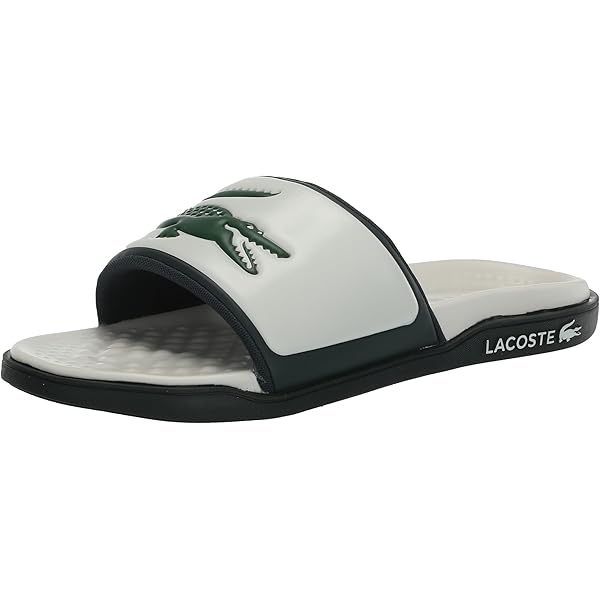 Amazon | Lacoste メンズ クロコ スライドサンダル, ブラック