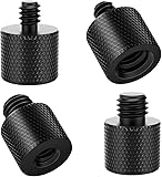カメラネジ変換アダプター マイクネジアダプター 変換ネジ 4個セット 3/8"オス→1/4"メス 1/4"オス→3/8"メス 変換ネジアダプター 固定ネジアダプター 自由変換 撮影補助ツール アルミニウム合金 連結ネジ 汎用 三脚 一脚 雲台 スタンド用 ブラック（2モデル各2個）
