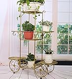 ZENGAI フラワーポットラック 多層 鉄 植物棚 バルコニー シンプル 増粘 ディスプレイスタンド フラワースタンド ( 色 : ゴールド )