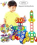 enTOYファッション磁気建物ブロック教育Construction Toys for Boys and Girlsセットマグネットタイル – 64pcs