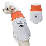 犬用 防寒ジャケット 冬服 防風防雪 暖かい ノースリーブ 犬服 ツートンカラー 小型犬 中型犬 大型犬 トイプードル チワワ 柴犬 着脱簡単 ペットウェア (オレンジ＆グレー, L)