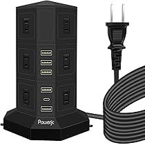 Amazon.co.jp: POWERJC タワー式電源タップ3層縦コンセント 12AC