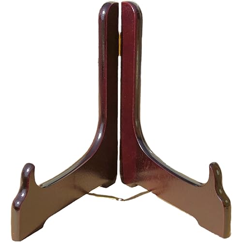 わにぞう 木製皿立て 脚が閉じにくい開閉タイプ 紀州 3号 ワインレッド 直径10〜14cmのお皿向け 額縁立て 絵皿 プレートスタンド 壁掛け時計 写真 ブックスタンド 什器 絵画 陶板 飾り皿 インテリア 和モダン イーゼル 受台 日本製 (開閉