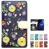 Google Pixel 8a 用 手帳型 ケース カバー Pixel8a ピクセル8a GooglePixel8a スマホケース 手帳型ケース ちょいヌメ花刺繍 ネイビー