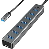 atolla USBハブ USB3.0 HUB 7ポート 1M ケーブル USB3.0ハブ USB 拡張 ウルトラスリム 5Gbps超高速転送 アルミニウム合金 軽量 追加5V/3A電源供給ポートWindows/Linux/Mac OS/Androi