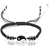 Best Friend Bracelets for 2 Matching Yin Yang Adjustable Cord Bracelet for Bff Friendship Relationship Boyfriend Girlfriend C