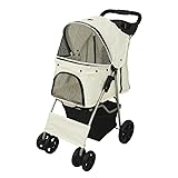 WEIMALL ペット カート キャリー 4輪 超小型犬 小型犬 中型犬 猫 15kgまで (アイボリー)