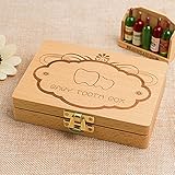 OFUN 乳歯ケース 乳歯ボックス 乳歯入れケース 赤ちゃん用 日シール付き 乾燥用綿付き 木製 出産お祝い