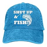 大人 デニム キャップシャット・アップ・フィッシュ 魚 今季最新 ダンスの帽子 キャップ UVカット 紫外線対策 日よけ 小顔効果 プリント付き 無地 ブルー