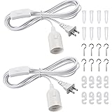 DiCUNO コード付きソケット E26 電球ソケット コンセント 吊り下げスイッチ付き 4m ホワイト オシャレ 2個セット