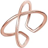 Fomissky Adjustable Criss Cross Stackable Rings for Women Teen Girls, Simulated Diamond Midi Thumb Rings Fashion Valentines J
