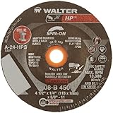 Walter HP Grinding Wheel, Type 27, Threaded Hole, Aluminum Oxide, 4-1/2 Diameter, 1/4 Thick, 5/8-11 