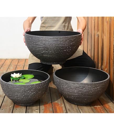 Amazon.co.jp: 睡蓮鉢 メダカ鉢 金魚鉢 グレー 直径44cm 高さ