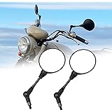 KEMIMOTO オフロードミラー バイクミラー 可倒式ミラー 折りたたみ 10mm 8mm左右セット 汎用 レブル250用 CT125用 アンダーミラー 可動式ミラー 丸ミラー 円形 丸型 カブ ミラーホルダー付き 車検対応 黒 ブラック 林道用 