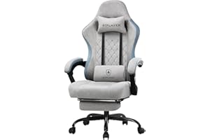 GTRACING ゲーミングチェア ファブリック オットマン 椅子 イス テレワーク 腰痛対策 pcチェア デスクチェア 蒸れない ソファーの座り心地 【安心の非再生ウレタン採用】【ポケットコイル採用】 『ダイア調に蝶の刺繍のデザイン』LR002-G