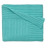 Elegant Baby 100% Cotton Wide Cable Knit Blanket with Ribbed Border, Aqua, 36 x 45 by Elegant Baby