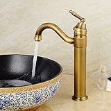 awxjxシンク蛇口バスルームヨーロッパレトロスタイルと銅ホットとコールド単一穴