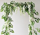 Felice Arts人工シルク藤のつるRattaシルクHanging花ウェディングホーム庭飾り12ピースホワイト