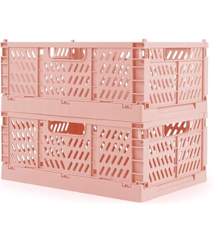 PTEREIW 4Pack Pastel Plastic Storage Crates And Baskets, Collapsible Crates For Organizing, 4L Space Saving Bins For Classroom, Kitchen, Office - View #4